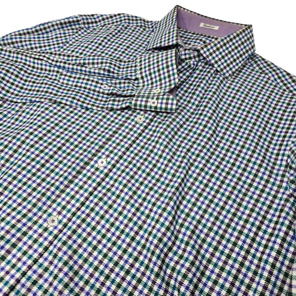 Bugatchi Shaped Fit Button Up Dress Shirt Size XL Men's Long Sleeve Flip Cuff Mu - Picture 1 of 6